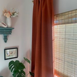50x84 light curtain panels -Wayfair -salmon, persimmon, rust, orange, coral.